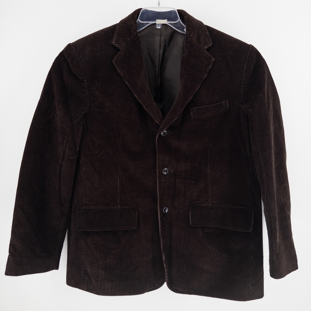 Eddie Bauer‎ Mens L Corduroy Blazer Dark Brown 3-Button Sport Coat Academia Prep